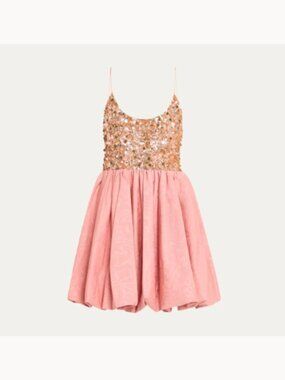 ALICE + OLIVIA NWT Nessa Sequined Empire-Waist Bubble Mini Dress (ORIG $695)